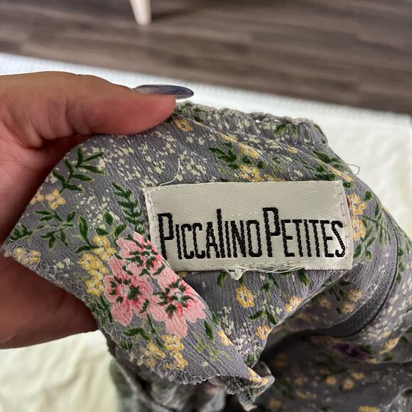 Vtg Blue Ditsy Floral Print Cottagecore Prairie Granny Maxi Dress Wmns M - Picture 11 of 12